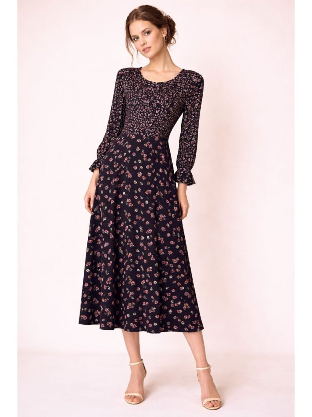 Vintage Lanz Originals Floral Cottagecore Prairie Long Sleeve Maxi Dress